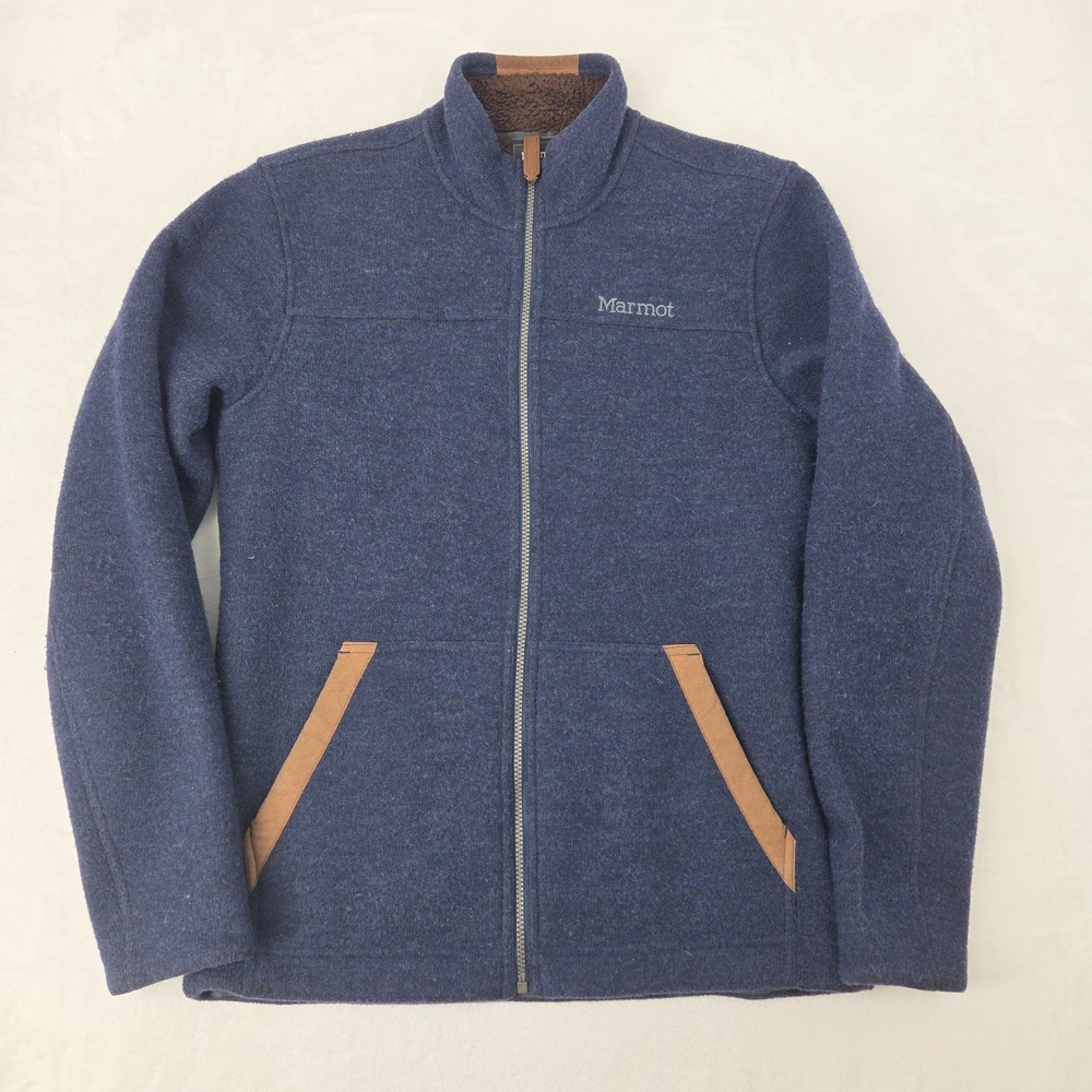 Marmot Full Zip Deep Pile Lined Wool Jacket Sz Medium Sherpa Good Shape